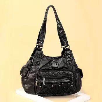 Большие кошельки и сумки для женщин, сумка-хобо из искусственной кожи, сумка-тоут через плечо с ремнем через плечо, сумка-хобо с верхней ручкой чёрный