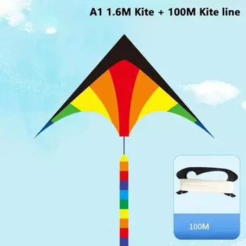 Большие красочные воздушные змеи для прерий, летающие игрушки для детей, воздушные змеи с ручкой, воздушные змеи для спорта на открытом воздухе, нейлоновые профессиональные воздушные змеи as the picture