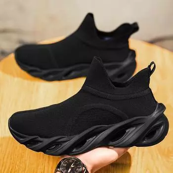 Большие кроссовки Blade мужские новые дышащие сетчатые летающие тканые кроссовки Tide толстая подошва амортизирующие легкие молодежные кроссовки 36