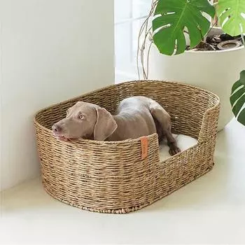 Большие кровати для кошек, лежанки для собак из ротанга, водонепроницаемая корзина, комфорт, четыре сезона, домики и места обитания для кошек, аксессуары для домашних животных, принадлежности для дрессировки