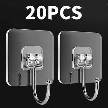 Большие крючки, прочные, 22 фунта, водонепроницаемые, самоклеящиеся настенные крючки, прозрачные, водонепроницаемые, без гвоздей, для кухни, ванной комнаты 6.8x6.8cm