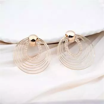 Большие круглые многослойные серьги-подвески в форме кругов, проволочные спиральные геометрические металлические преувеличенные украшения для свадебной вечеринки Pendientes