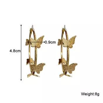 Большие круглые серьги-кольца в форме бабочки для женщин, простые золотые геометрические круглые серьги-кольца Huggie Loop, ювелирные изделия Brincos, подарок золотой