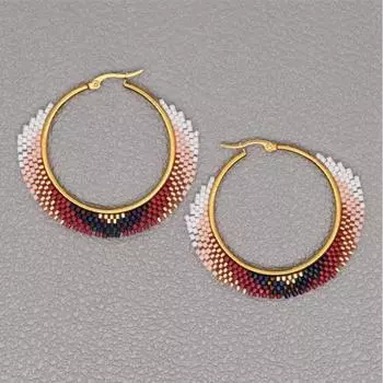 Большие круглые серьги, преувеличение, сотканные вручную, жалкая оригинальность, богемный дух, женские украшения