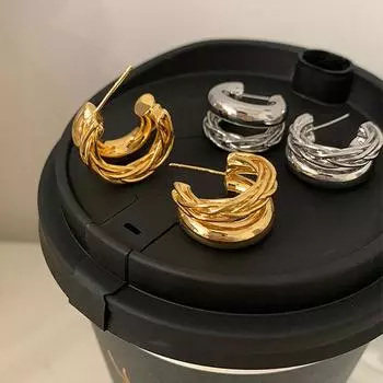 Большие круглые серьги в стиле панк-твист для женщин, модные металлические круглые серьги-кольца в форме буквы C, преувеличенные украшения для вечеринок, подарки бездна