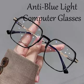 Большие квадратные очки для чтения, женские модные прозрачные оправы, компьютерные очки с защитой от синего света Anti Blue Light