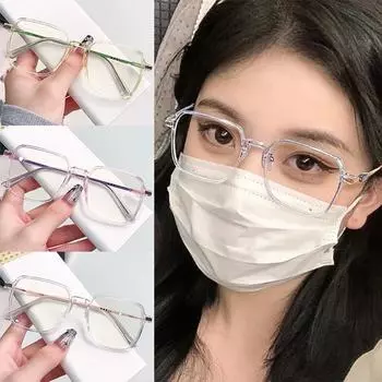 Большие квадратные очки с защитой от синего света для женщин и мужчин, прозрачные очки зелёный