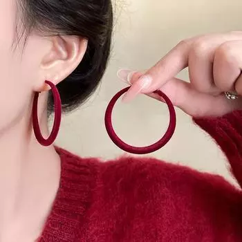 Большие квадратные серьги Ankola Red Flocking для женщин - ретро-коллекция High-End Осень/Зима 2025 Hoop Earrings светло-коричневого