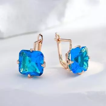 Большие квадратные серьги с синим цирконием для женщин, минималистичные геометрические украшения синий