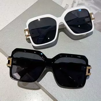 Большие квадратные солнцезащитные очки для женщин и мужчин 2024 года, винтажные модные солнцезащитные очки в тренде, панк-розовый, с полым оттенком