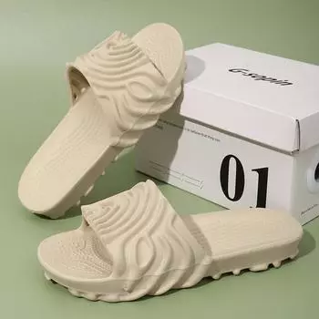 Большие летние мужские тапочки eva step on shit feeling пара односложные тапочки с отпечатками пальцев носить пляжные классные тапочки 35/36 белый