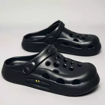 Большие летние нескользящие модные уличные сандалии 30–45 лет, пляжная обувь, домашние мужские тапочки, садовая обувь, повседневная обувь 30/31 чёрный