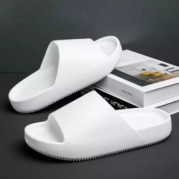 Большие летние противоскользящие модные однотонные уличные сандалии, пляжная обувь, домашние мужские тапочки 38/39 белый