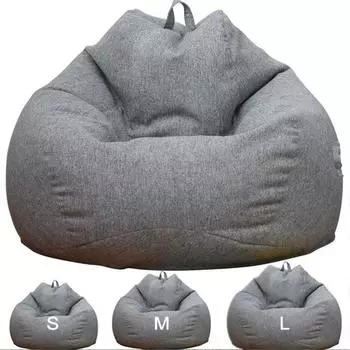 Большие маленькие ленивые диваны, чехлы на стулья без наполнителя, льняная ткань, лежак, кресло-мешок, пуф, пуфовый диван, татами, погремушки для гостиной 70x80cm синий