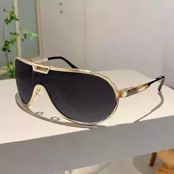 Большие металлические двойные мостики мужские солнцезащитные очки модные цельные женские градиентные солнцезащитные очки