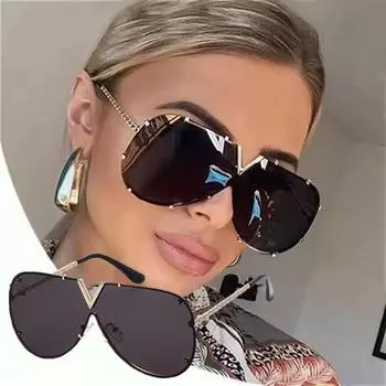 Большие металлические оправы цельные солнцезащитные очки модные хип-хоп заклепки прозрачные линзы солнцезащитные очки панк очки унисекс