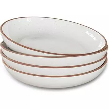 Большие миски для пасты 30 унций, набор из 4 штук - сервировка, салат, ужин и т. д. Тарелка/широкая миска - микроволновая печь, духовка Set of 4