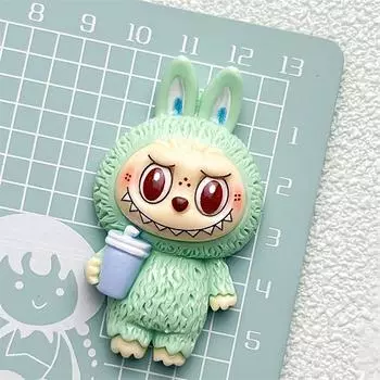 Большие Мультяшные Милые Аксессуары из Смолы Лабубу Заколки Брелоки Чехол для Телефона Ручной Работы Материалы для DIY Украшения для Украшений Лабубу Подарки зелёный