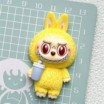 Большие Мультяшные Милые Аксессуары из Смолы Лабубу Заколки Брелоки Чехол для Телефона Ручной Работы Материалы для DIY Украшения для Украшений Лабубу Подарки жёлтый