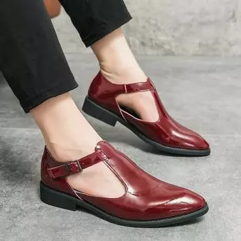 Большие мужские кожаные сандалии с завязками на голове, размер 38-46, модные повседневные кожаные туфли с острым носком, деловые кожаные сандалии 38 чёрный