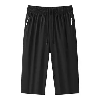 Большие мужские шорты, свободные мужские спортивные и повседневные брюки, узкие брюки длиной семь четвертей 8XL чёрный