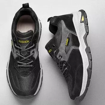 Большие мужские туфли, осенние, новые, модные, для защиты ног, противоскользящие, износостойкие, простые, легкие, дышащие, альпинистские туфли 39 чёрный