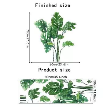 Большие наклейки на стену с изображением листьев тропических зеленых растений для домашнего декора в виде пальмы