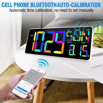 Большие настенные часы 13 дюймов/33 см электронные часы с большим светодиодным экраном дисплей дата неделя температура настенные часы цифровые