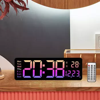 Большие настенные часы с цифровым таймером, без звука, 10 уровней яркости, светодиодный дисплей, электронный для циан
