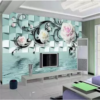Большие обои 3d Rose Геометрическая фреска Простые ТВ Фоновые обои Домашний декор 200 cm(W) x 140 cm(H)