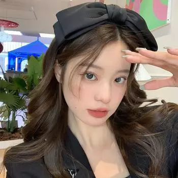 Большие обручи для волос с бантом для женщин, однотонные, черные, нескользящие, повязка на голову