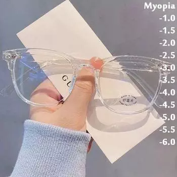 Большие очки для близорукости, винтажные унисекс, прозрачная оправа, очки с защитой от синего света, женские очки для близорукости для женщин 0