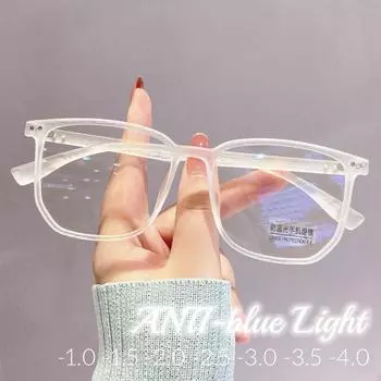 Большие очки в деревянной оправе для близорукости, женские и мужские очки с блокировкой синего света, компьютерные очки для близорукости, минус диоптрии от 0 до -4,0 3 чёрный