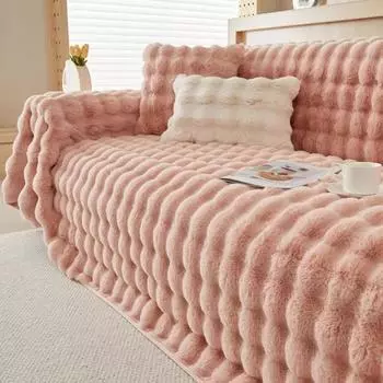 Большие осенне-зимние новые пузырчатые плюшевые диванные полотенца, не линяют, мягкие диванные коврики, теплые и утолщенные чехлы для диванов из плюша с кроликом 180x130cm