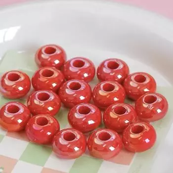 Большие отверстия счеты разделенные бусины акриловые цветные 10 шт аксессуары для волос ожерелье бисерный материал цепочка для мобильного телефона DIY ювелирные изделия ручной работы аксессуар красный