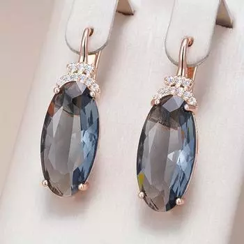 Большие овальные серьги-подвески из голубого циркония для женщин, преувеличенные геометрические серьги, винтажные роскошные украшения для вечеринок, уникальные аксессуары золотой/синий