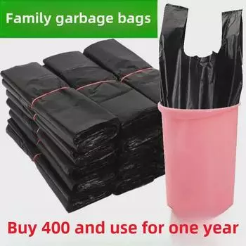 Большие плотные черные одноразовые мусорные мешки в стиле жилета Economy 32cm x 52cm