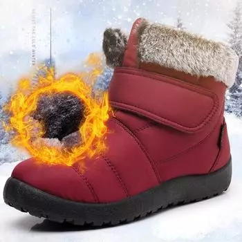 Большие плюшевые хлопковые сапоги, толстые зимние сапоги, женские водонепроницаемые короткие сапоги среднего и пожилого возраста, размер 43 35 чёрный