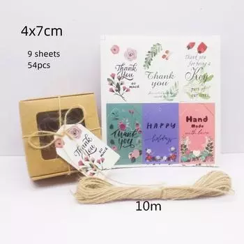 Большие подарочные бирки с надписью «Спасибо», открытки с цветочным принтом на белой бумаге, спасибо за то, что празднуете с нами, подарочная упаковка для вечеринок, 54 шт.