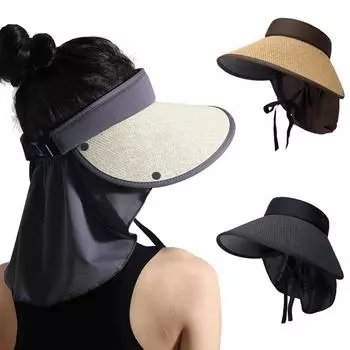 Большие поля шляпа от солнца для женщин, защита шеи, козырьки, летний отдых, путешествия, пляж, кепка, открытый велоспорт, защита от ультрафиолета, пустой цилиндр бежевый