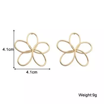 Большие полые металлические серьги-подвески с пятью лепестками для женщин Art Brincos Hyperbole Fashion Party Jewelry золотой
