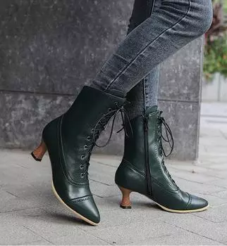 Большие повседневные удобные женские ботинки осенне-зимние с имитацией дерева и перекрестными молниями по бокам 34 чёрный