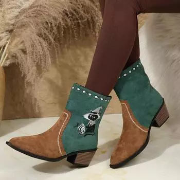 Большие повседневные зимние ботинки на грубом каблуке, осенне-зимние, средней высоты, с острым носком, ботинки Martin, низкие хлопковые туфли 36-43 36 зелёный