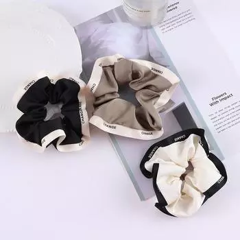 Большие простые однотонные резинки для волос в корейском стиле, резинка для волос с буквами зелёный