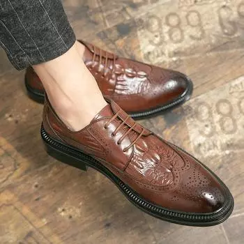 Большие размеры47 2025 летние модные туфли мужские кожаные туфли осень новые Натуральная кожа 37 чёрный