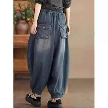 Большие размеры 2024 женские джинсы Harlan свободные шаровары новые эластичные повседневные брюки цвета редиса M 100-60 kg