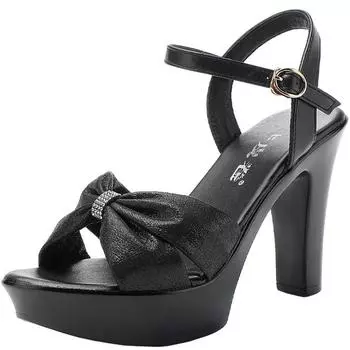 Большие размеры 32-43 Элегантные серебряные свадебные туфли Женские босоножки на платформе Летние кожаные босоножки на высоком каблуке Модель 8 см 10 см 13 см 32