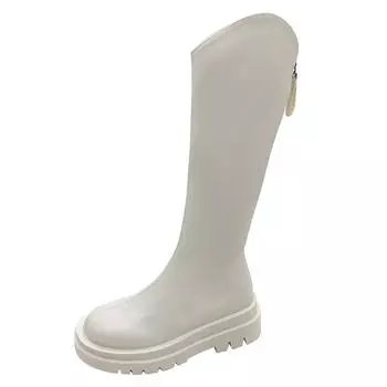 Большие размеры 34–42, новые женские ботинки с молнией сзади, простые осенние/зимние ботинки на толстой подошве и каблуке, ботинки длиной до колена 37