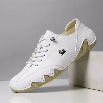 Большие размеры 35-50 Мужская удобная летняя кожаная повседневная обувь Спортивная обувь Прогулочные дизайнерские мокасины Спортивная обувь для мужчин EU49/CN50 белый