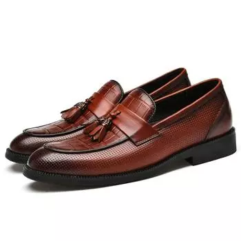 Большие размеры 36-45 Оксфорды кожаные мужские туфли модные повседневные с острым носком формальные деловые свадебные туфли мужские туфли без застежек ретро 36